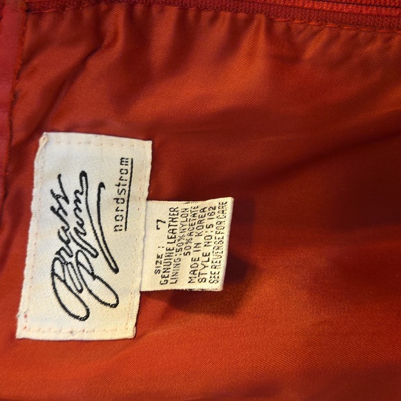 Brass Plum Nordstom Red Leather Jacket And Skirt Size P - Picture 14 of 16